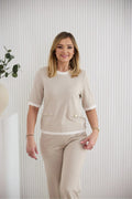 Chemisier La Aurora Femme Coupe Boxy Manches Courtes Taille Haute Pantalon Droit Élégance Confort Matériel Haute Qualité