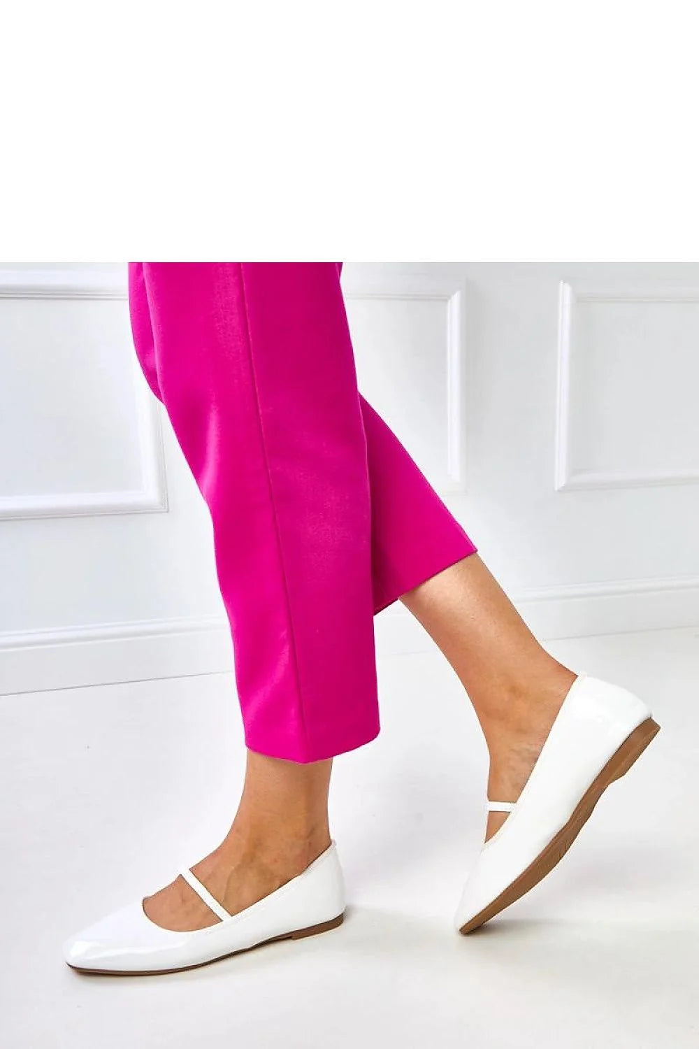 ballerines Solea femme blanches vernis bride fine bout pointu talon plat semelle plate coussinet intérieur cuir écologique élastique stabilisant confortables