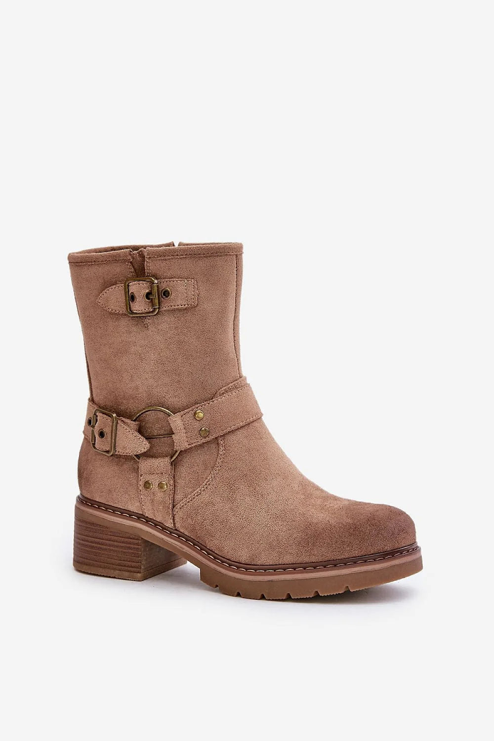 Bottes à talons Step in style en suédine écologique zippées brun taupe pour femmes talon 5cm coupe classique occasion sortie urbaine