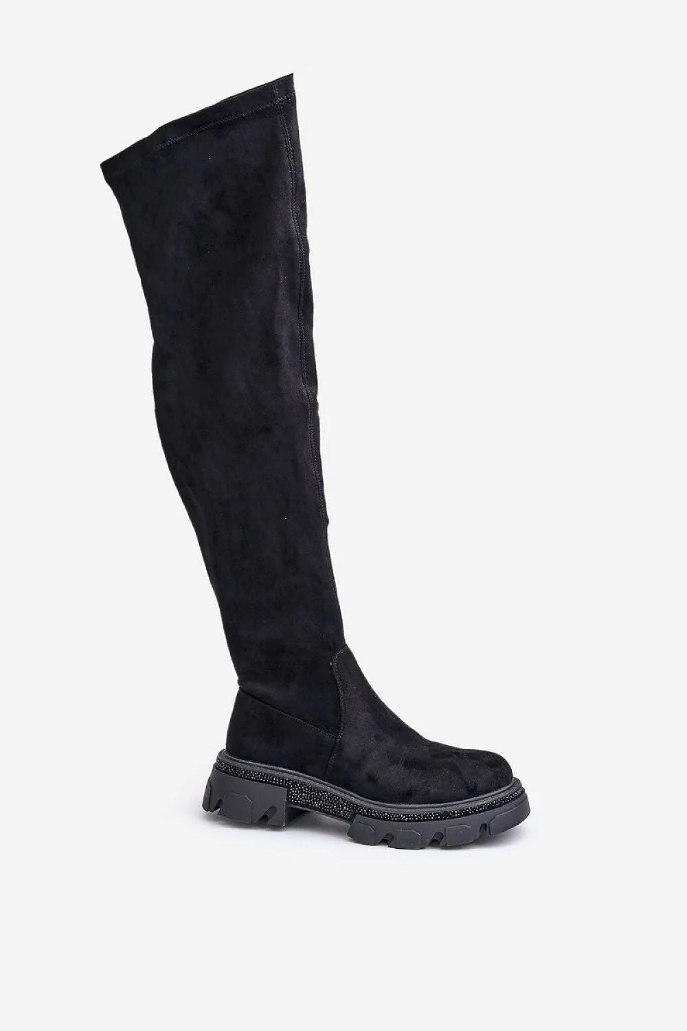 Cuissardes velours noir modernes élégantes femme confortables hauteur 54 cm talon 5 cm zipper