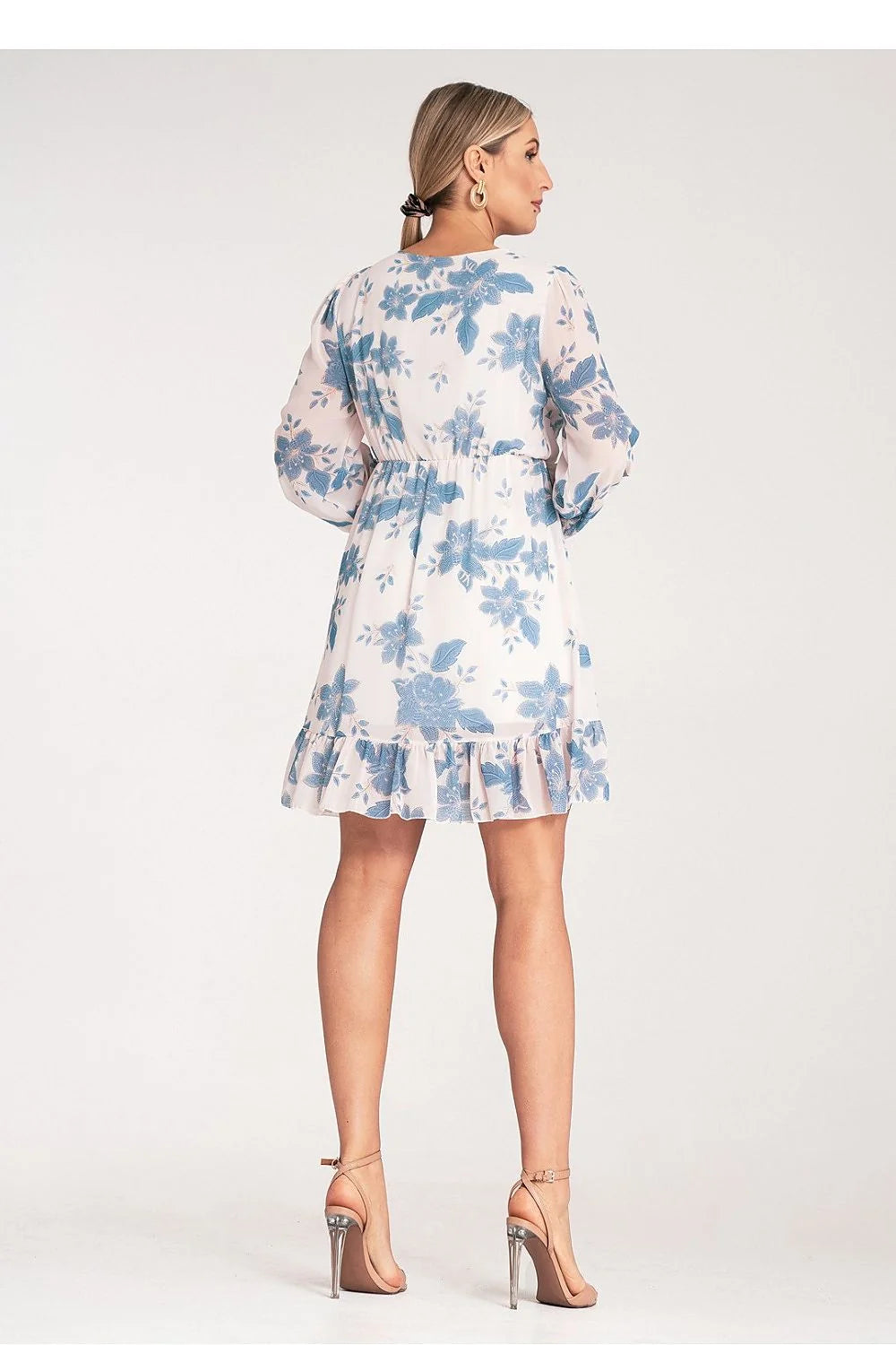 Robe de jour Figl portefeuille léger décolleté croisé manches longues boutonnées taille élastique motifs floraux femme garden-party été