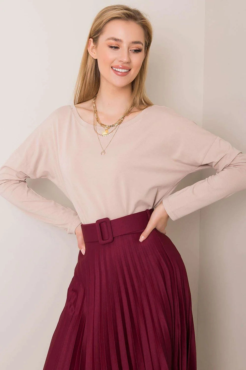 Chemisier femme coton manches longues élégant décontracté col rond gris clair casual moderne mode