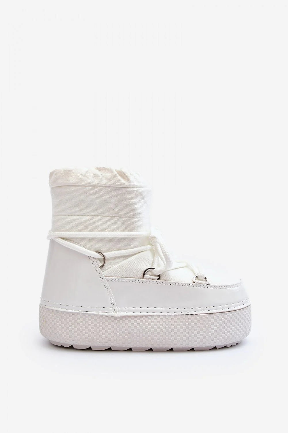 Bottines blanches en cuir synthétique style moderne confortables doublure chaude semelle antidérapante hiver femmes