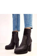 bottines talon poteau 11cm plateforme 2cm suédine écologique noire bout arrondi fermeture éclair latérale tige 14cm doublure confortable