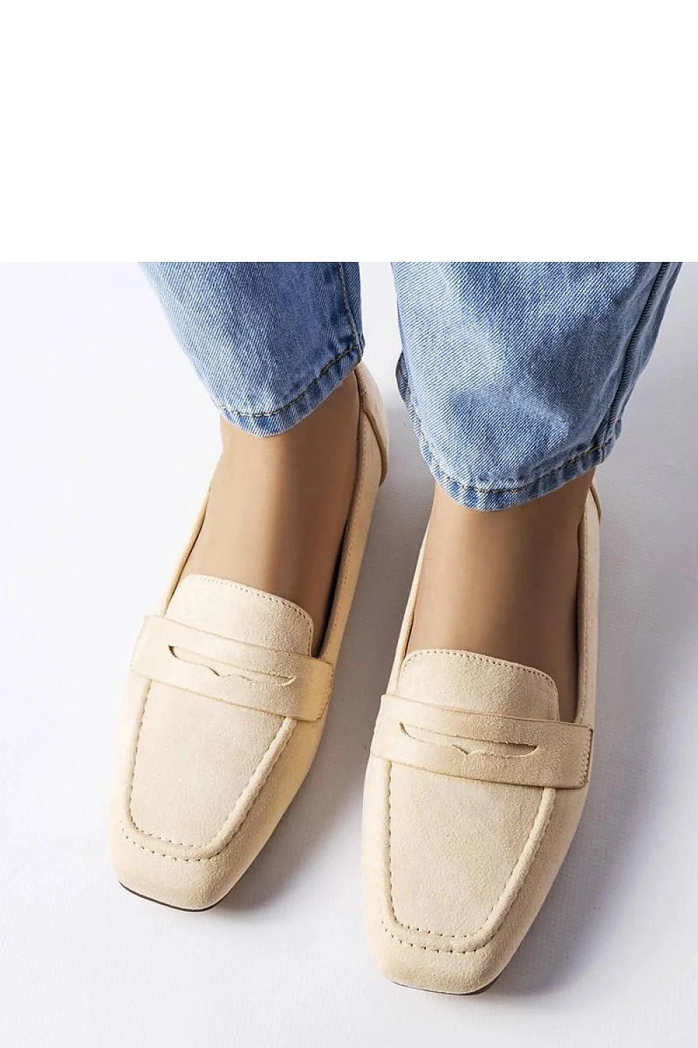 mocassins beiges femmes ecodaim suedine bout carre empeigne bride penny semelle fine marron talon plat slipon minimalistes coupe basse confortables