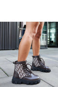 Bottes Madelene pour femme style combat cuir marron foncé semelle crantée talon moyen conception moderne