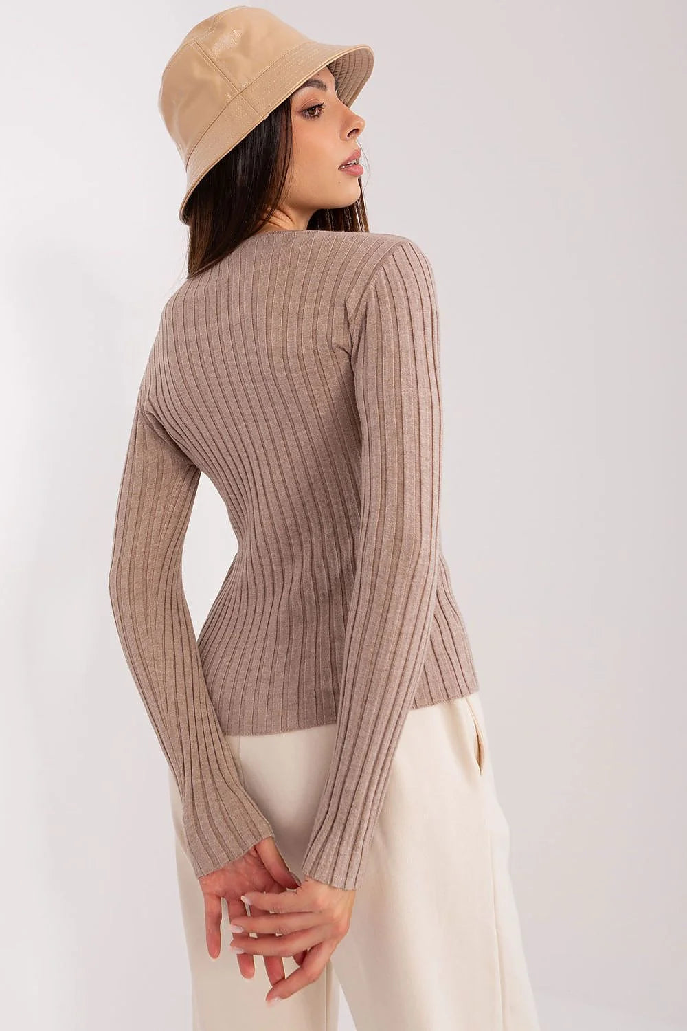pull femme classique intemporel élégant manches longues encolure ronde maille côtelée chaud confortable viscose polyester nylon tailles S M L