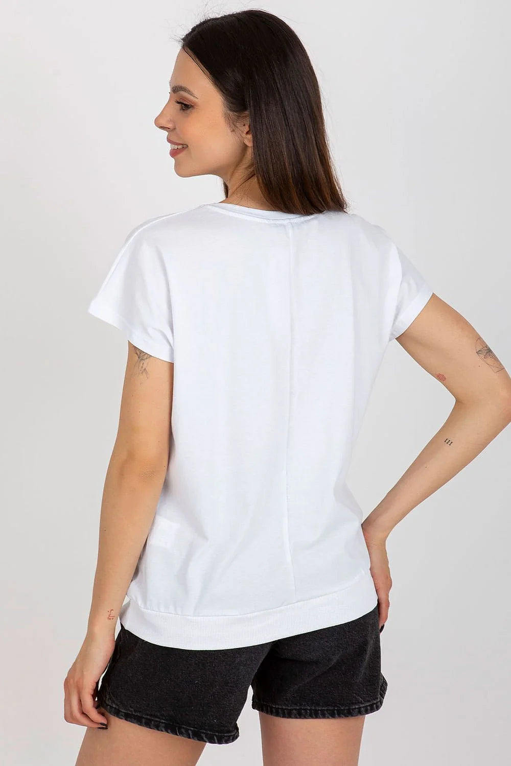Chemisier en coton pour femmes style Parisien manches courtes encolure ronde motif doré tunique élégante décontractée polyvalente
