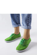 Chaussures en toile vert vif pour femmes, style casual, confortable, design épuré, lacets assortis, semelle en caoutchouc, occasion quotidienne, été
