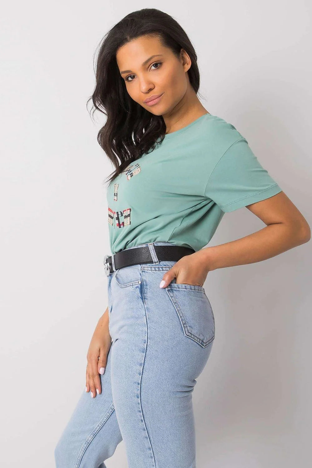 T-shirt femme Fancy design audacieux AMOUR IS FRENCH multicolore coton stretch loose fit casual été