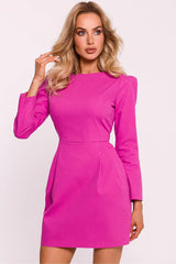 Robe fuchsia femme taille ajustée longueur au-dessus du genou manches longues matière douce style moderne conçue pour femmes