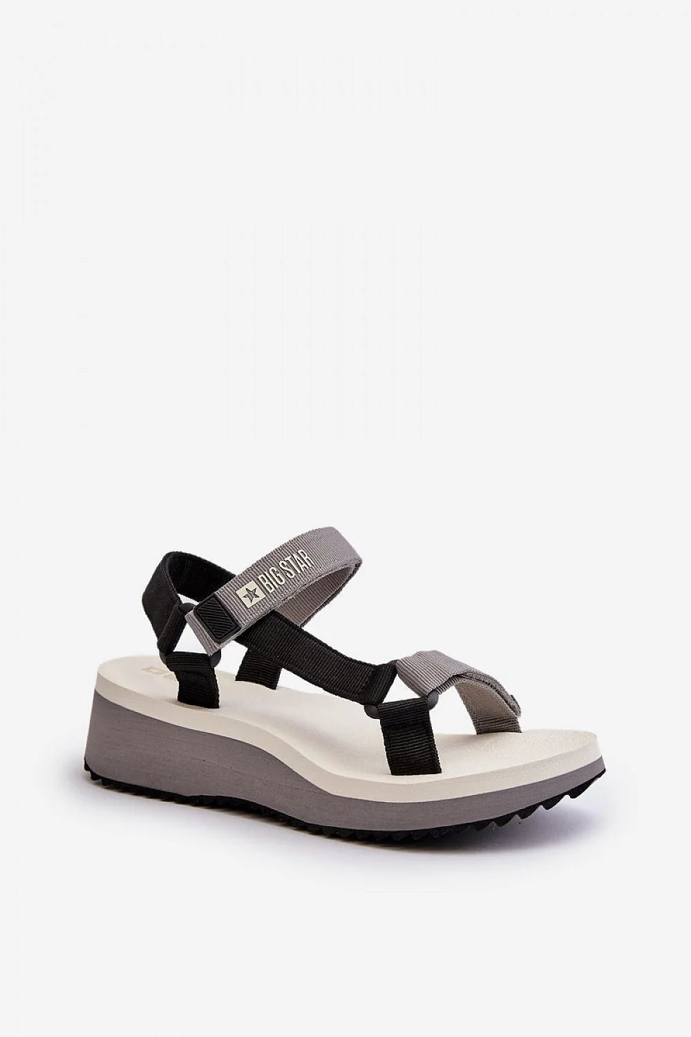 Sandales femmes modernes sportives style Step in style Big Star plateforme 5cm talon 4.5cm sangles ajustables polyester caoutchouc