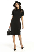 Robe élégante en maille noire douce ajustée silhouette chic pour femmes soirées et réunions