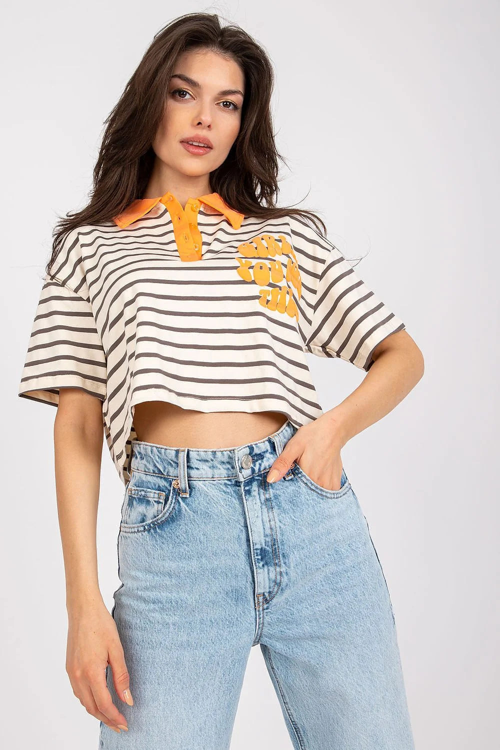 Haut et short en tissu rayé vert et blanc, coton élasthanne, style décontracté, crop top et taille haute, idéal pour été