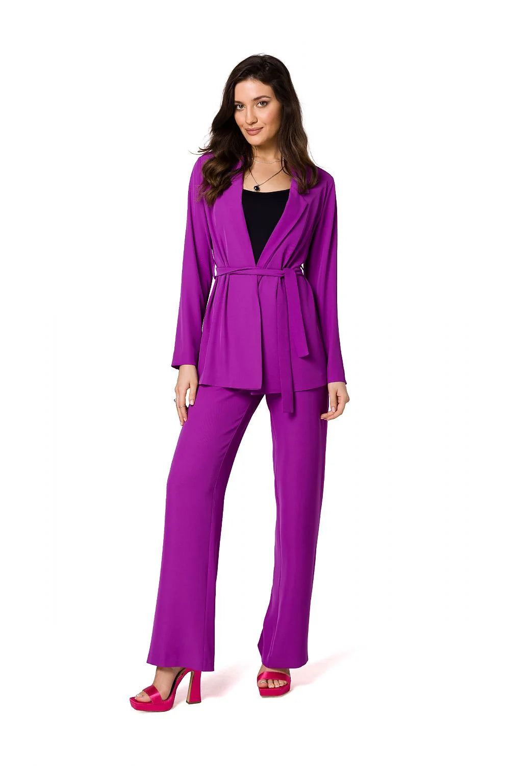 Veste longue femme style non conventionnel couleurs vives féminine tissu fluide ceinture ajustable taille personnalisée Makover