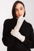 Gants élégants pour femmes en polyester et spandex, style classique, couleur crème, finitions métalliques, confort optimal