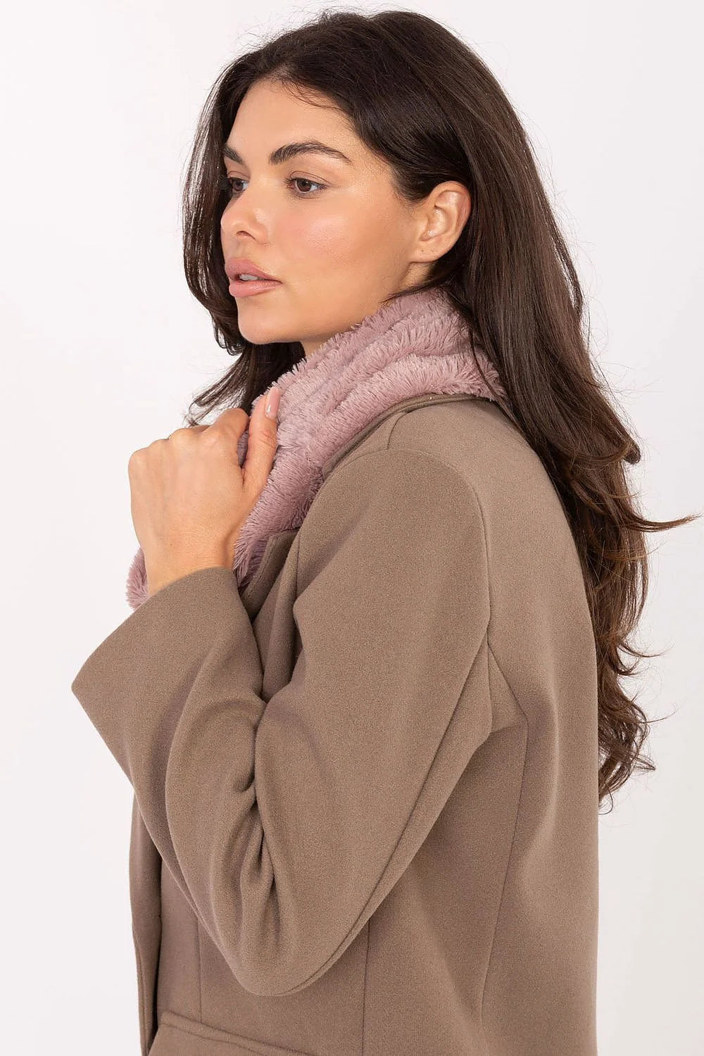 snood col femme tube volumineux épais pelucheux ultra doux cocooning chaud élégant intemporel rose poudré luxe confort