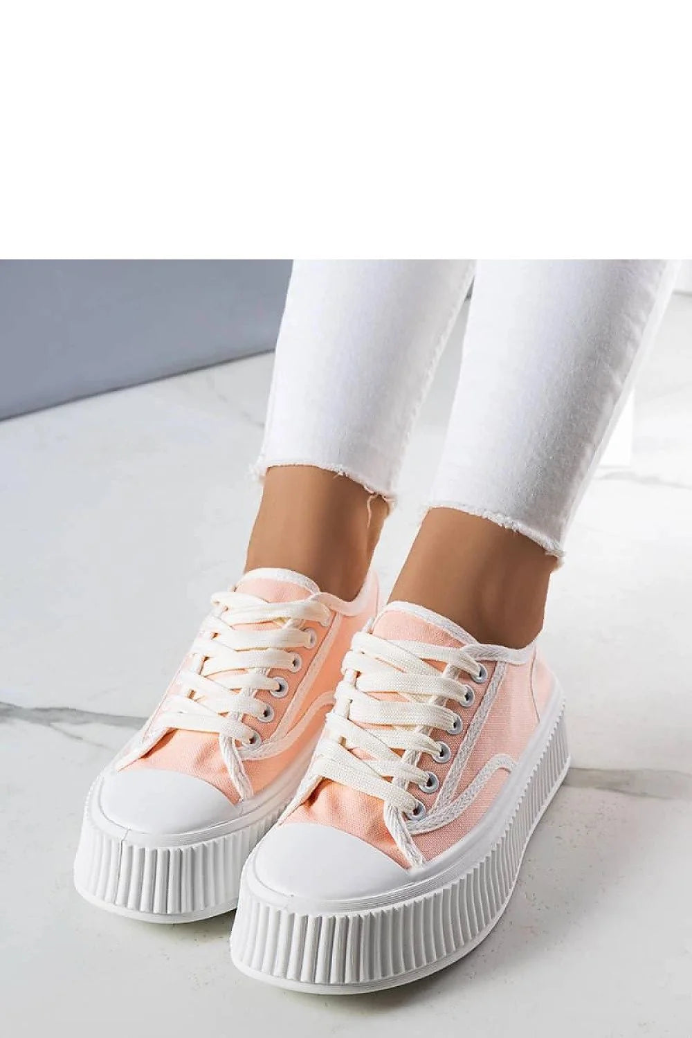 Baskets pour femmes design moderne couleur rose pâle semelle épaisse tige en toile confortable style casual
