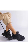 baskets femme chunky noires cuir similicuir mesh respirante lacées cheville rembourrée semelle plateforme crantée antidérapante streetwear urbaine confortables