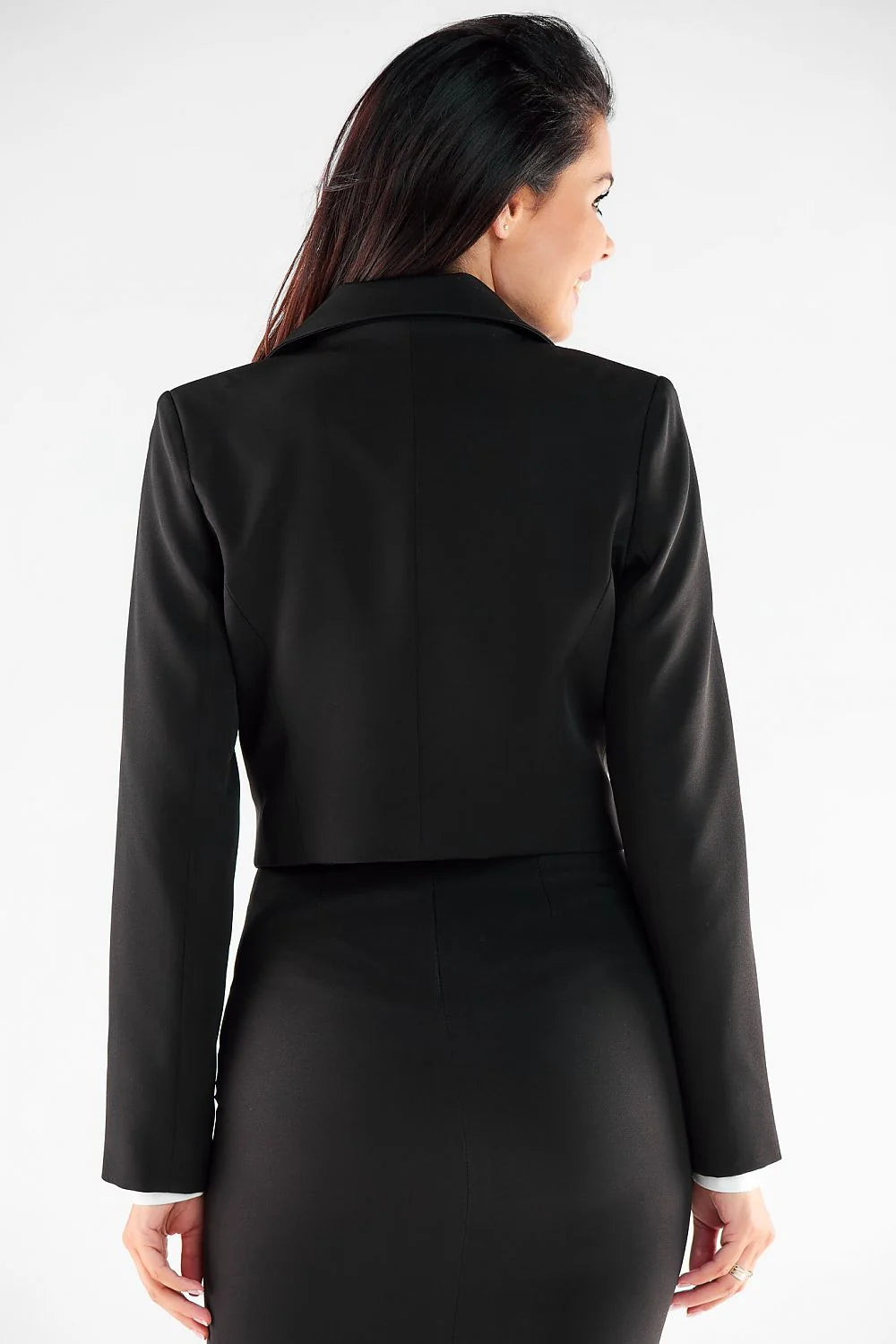 Blazer femme houndstooth noir et blanc manches longues épaules pattes coupe cintrée Polyester 97% Élasthanne 3%