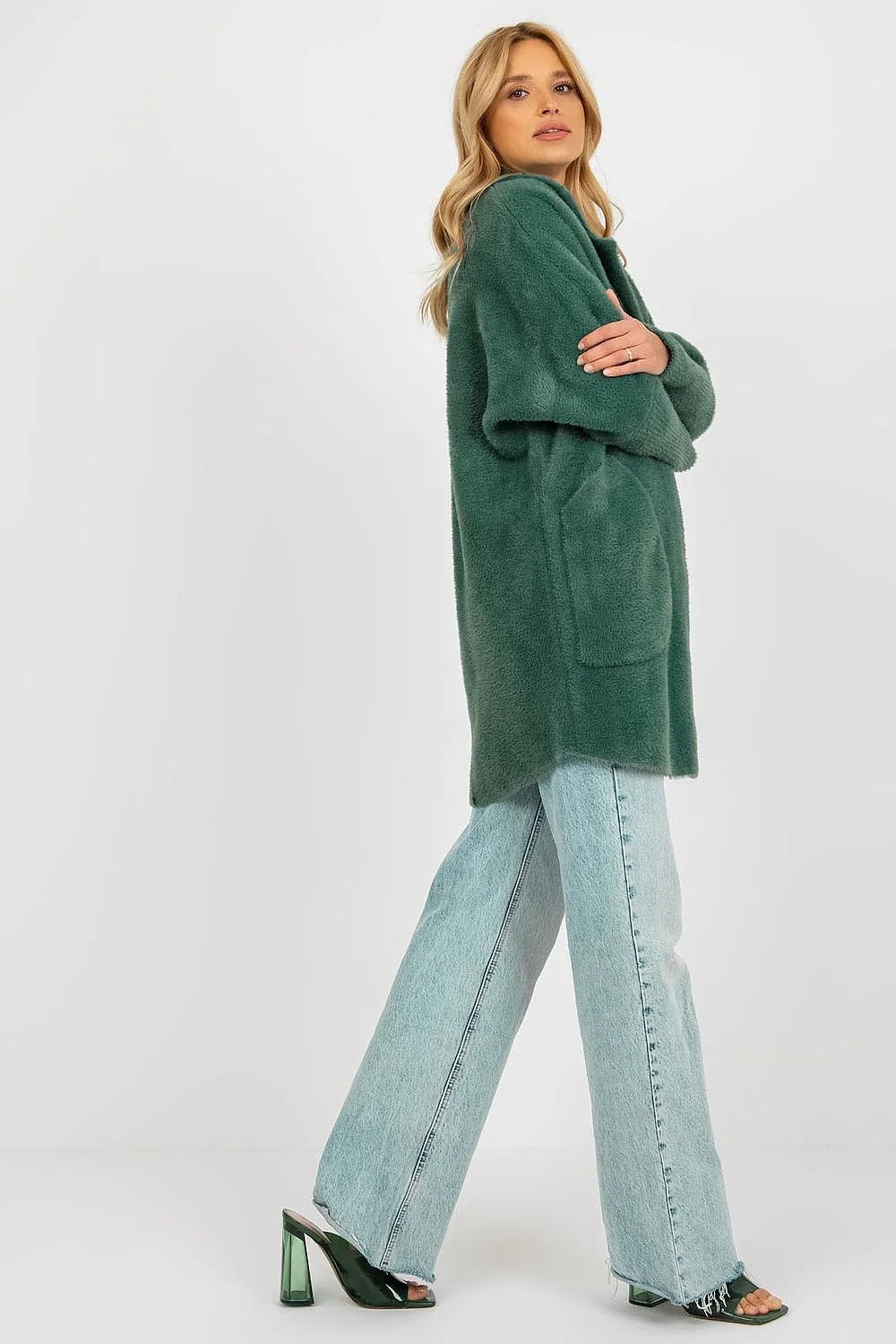 Manteau MBM pour femme coupe droite longueur mi-cuisse poches latérales col à revers matériau doux automne-hiver
