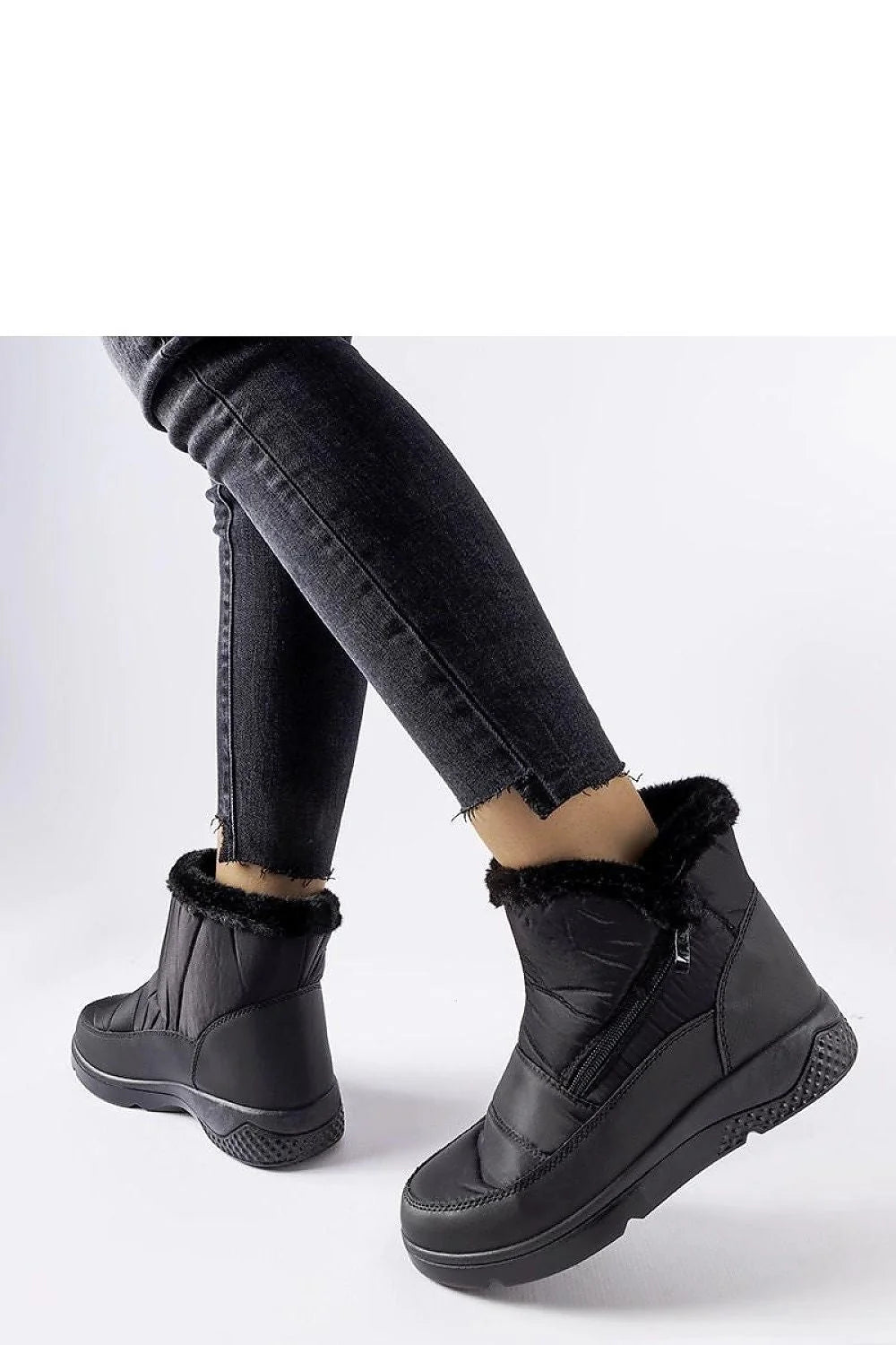 Bottes de neige pour femme en synthétique noires doublées fourrure faux fermeture éclair antidérapantes hiver confortables mode élégant