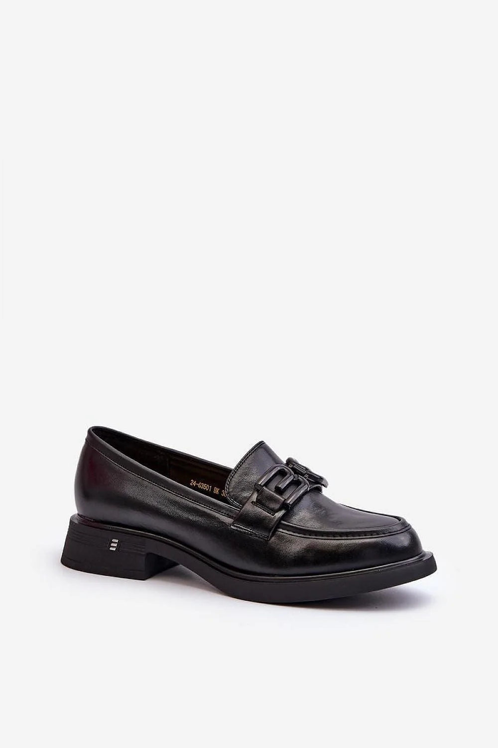 Mocassins élégants pour femmes en cuir naturel design moderne couleur noire talon 3 cm semelle épaisse