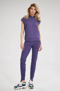 Pantalon de jogging coton violet décontracté ajusté pour look sportif confortable au quotidien femmes