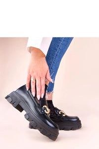 mocassins noirs Ruben décor doré femmes cuir synthétique semelle intérieure ergonomique confortables souple talon bas élégants polyvalents durables