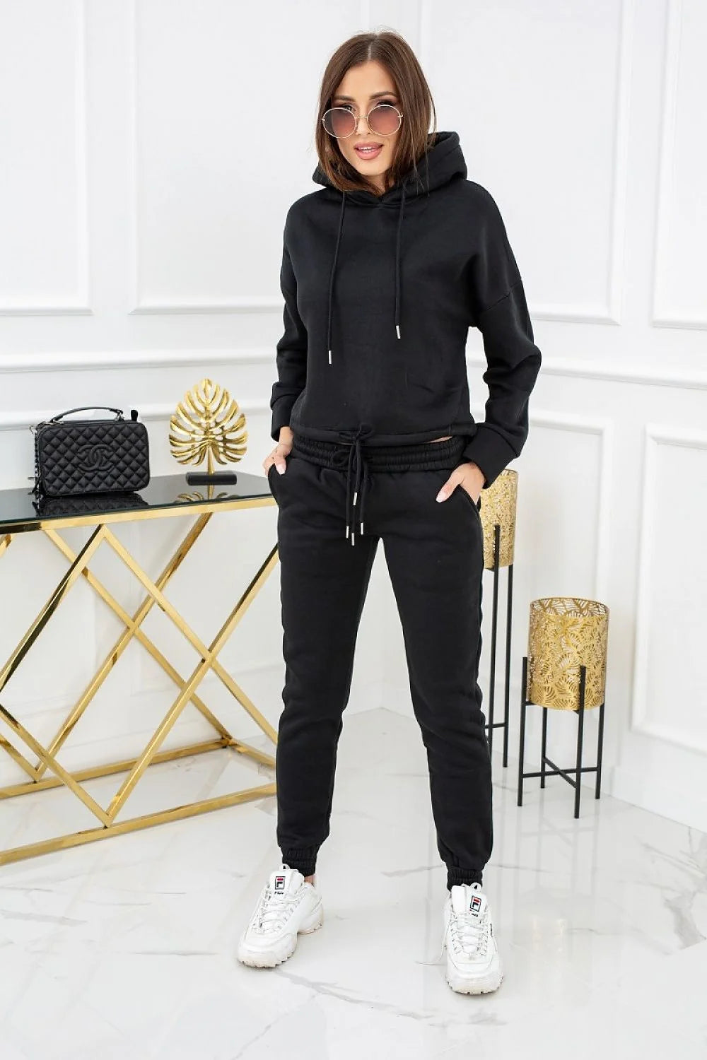 Ensemble de survêtement femme en polyester, style sportif décontracté, confort et élégance quotidienne assurés