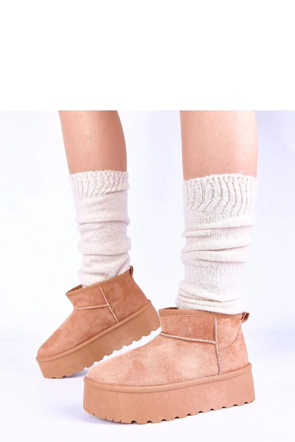 bottes neige marron plateforme fourrure doublée Mouna Gemre femme chaudes confortables suédine cheville semelle crantée antidérapante slipon stylées urbaines