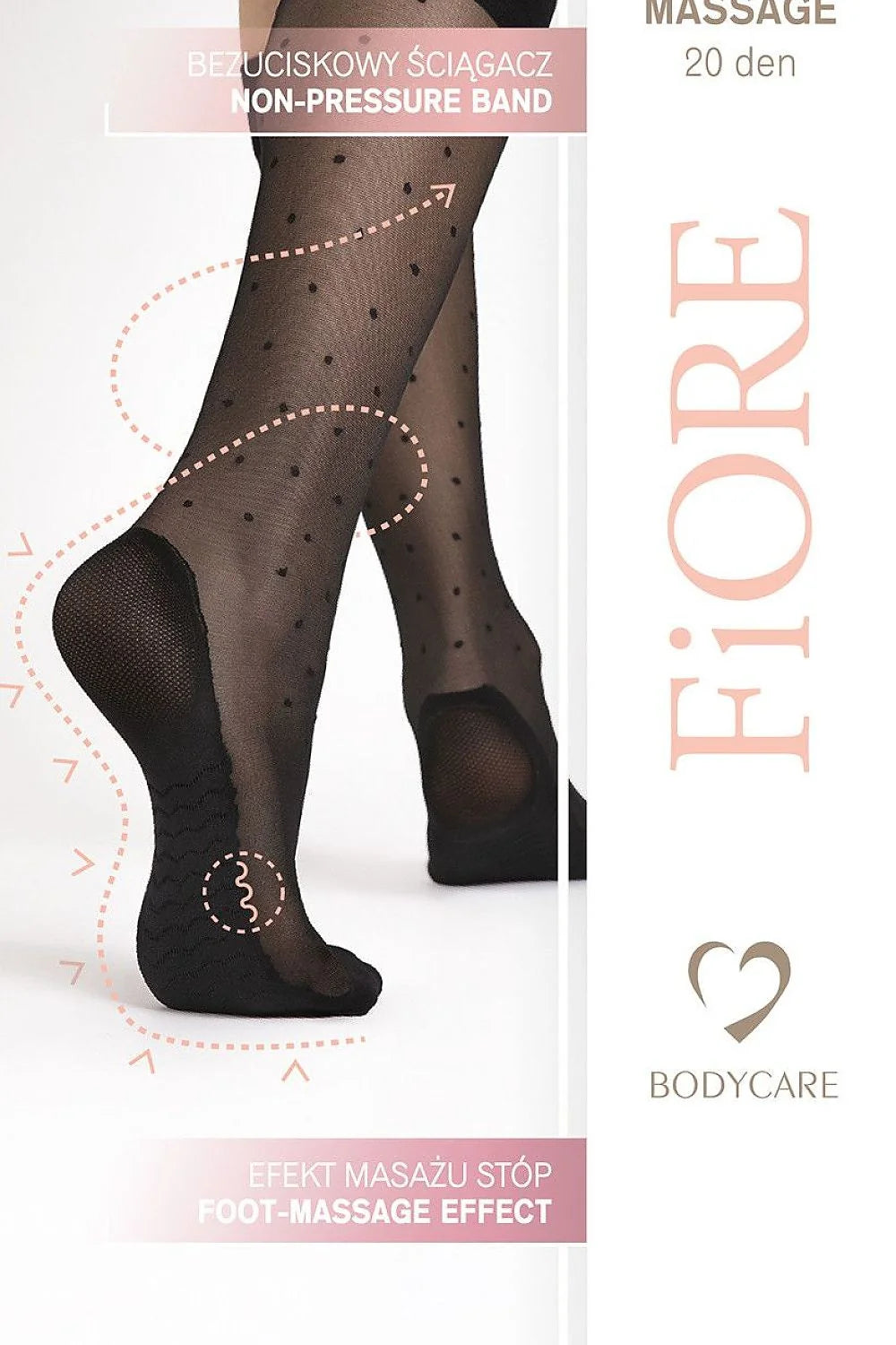 Chaussettes longues Fiore élégance féminine motif pois noir matière transparente confortable élasticité