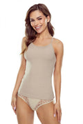 Ensemble de lingerie féminine en maille côtelée, débardeur et culotte, style minimaliste, couleur beige, matériau extensible, confortable, élégant, polyvalent, vêtement de base, mode intime, qualité premium, femmes