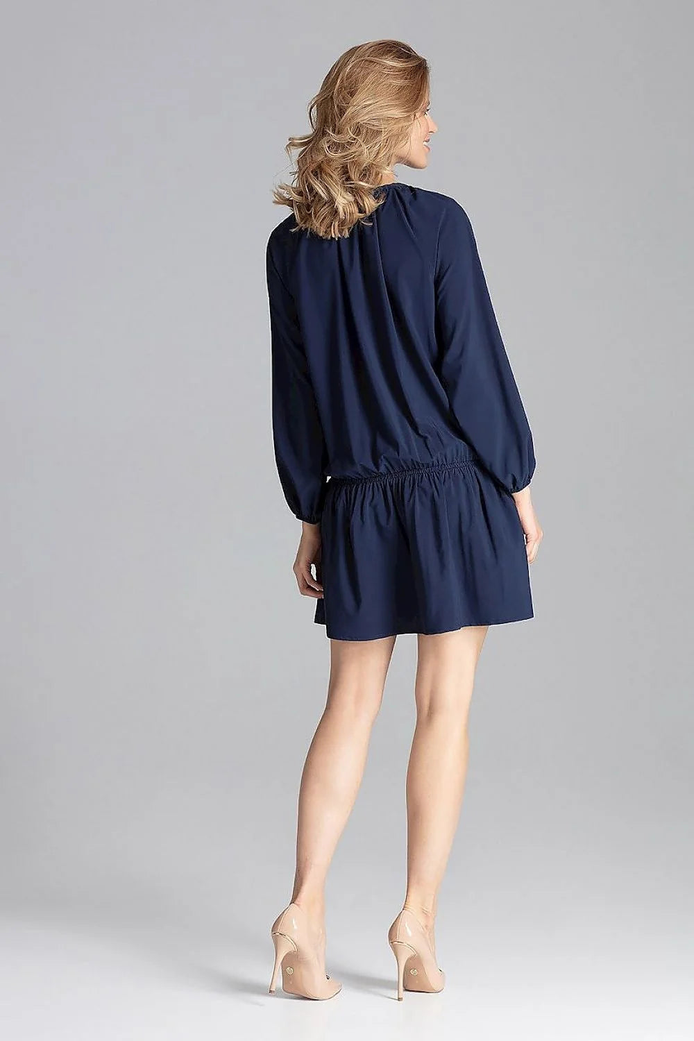 Robe en polyester jaune moutarde casual confortable ample manches longues élégante pour femmes modernes stylées