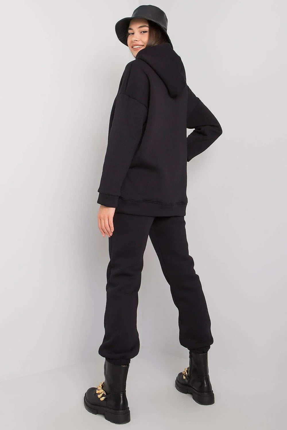 ensemble BFG femme vert émeraude sweat capuche oversize jogger molletonné coton élasthanne confortable relaxed poches élastiqués