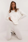 ensemble féminin sweatshirt oversize molleton manches longues col rond crâne embossé leggings côtelé taille haute blanc