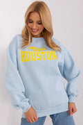 Sweatshirt pour femme moderne style décontracté bleu clair motif Houston ATHL.CLUB manches longues coupe ample en coton polyester