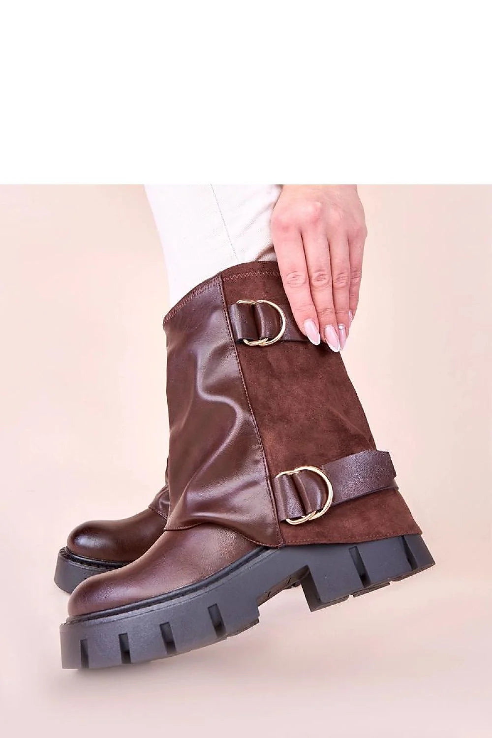 bottines marron plateforme plates Cenda Gemre cuir synthétique confort durable col roulé stabilité marche polyvalentes élégantes modernes mode