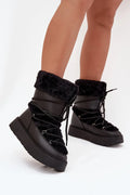 bottes neige femme plateforme similicuir fourrure doublure chaude lacets oeillets semelle crantée chunky urbaine maintien cheville isolante confortable élégante antidérapante