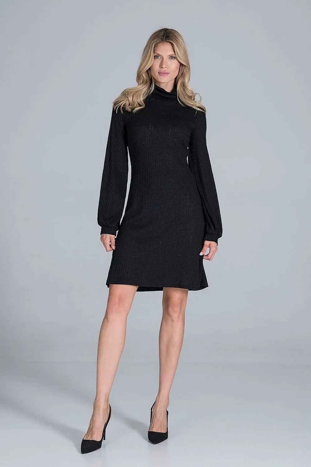 Robe bordeaux en maille côtelée élégante casual manches longues style chic pour femmes modernes