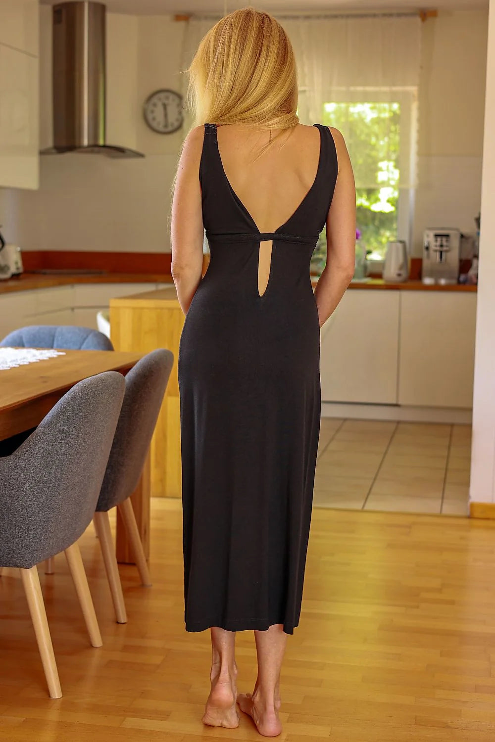 Robe longue Senai en viscose décolleté V profond bretelles larges coupe ample été printemps femme taille ajustable