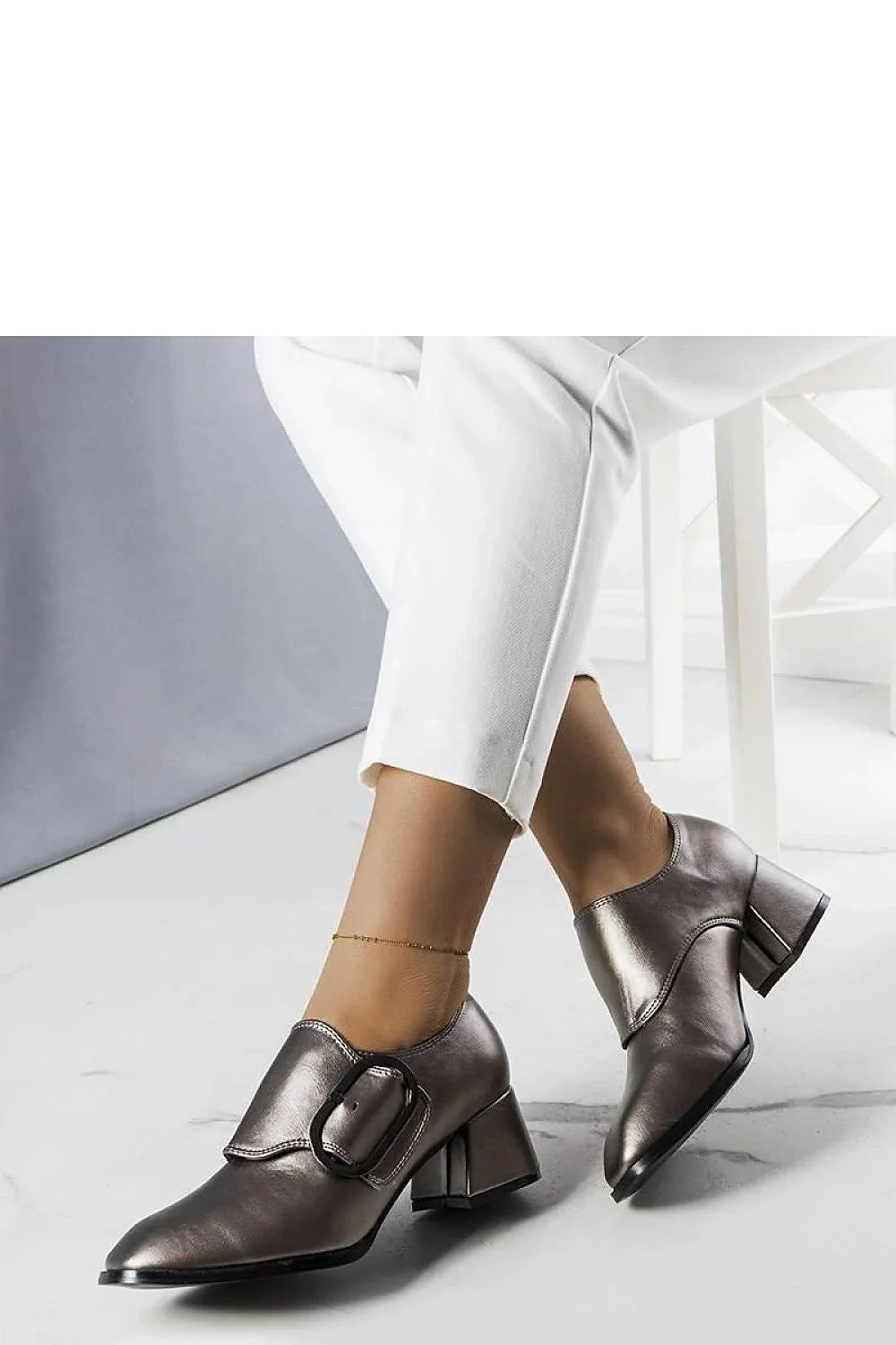 Escarpins à talons bloc métallisé gris élégants pour femmes occasion professionnelle soirée soirée soirée soirée