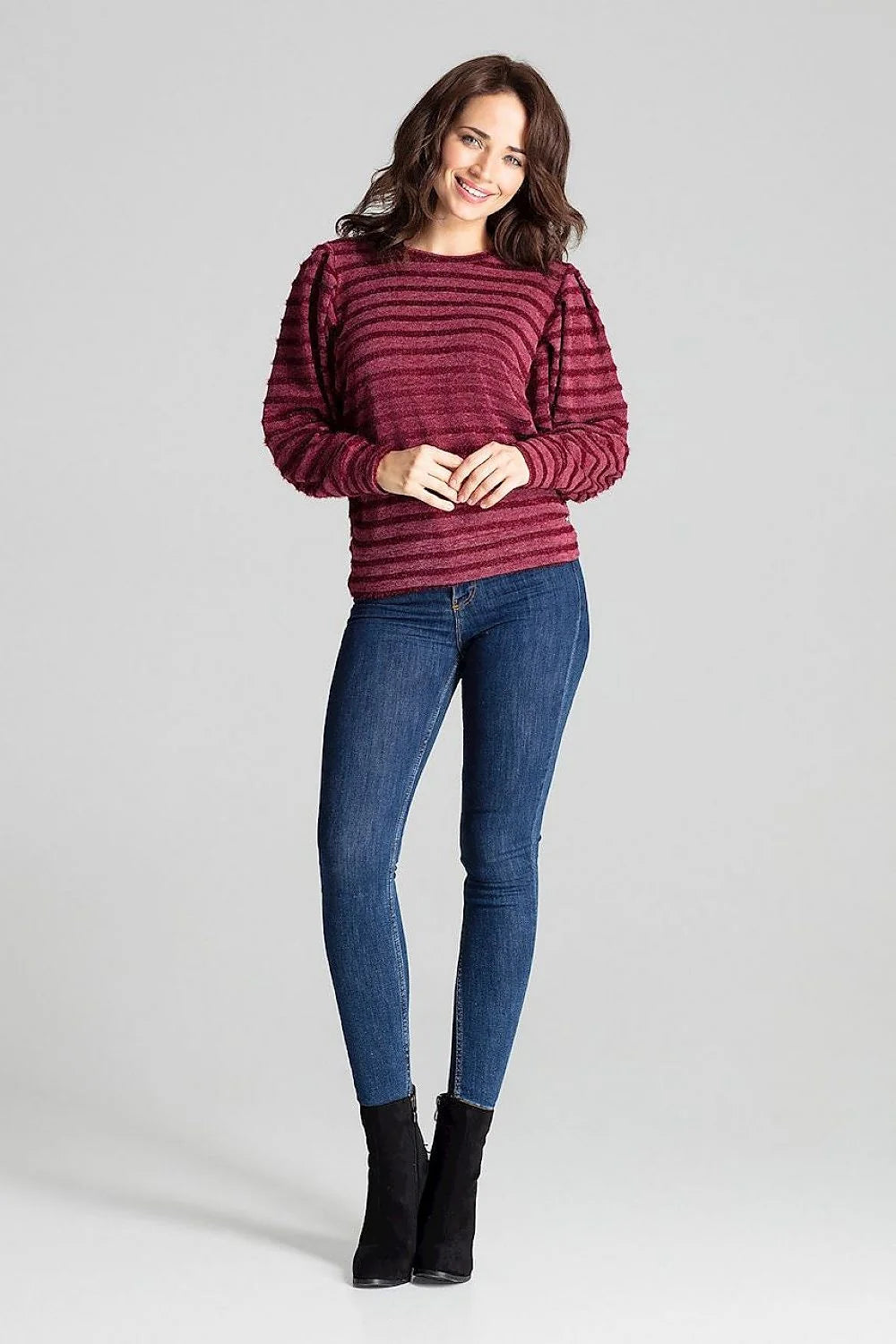 Chemisier femme manches longues élégant en polyester viscose rayures grises confort moderne toutes occasions
