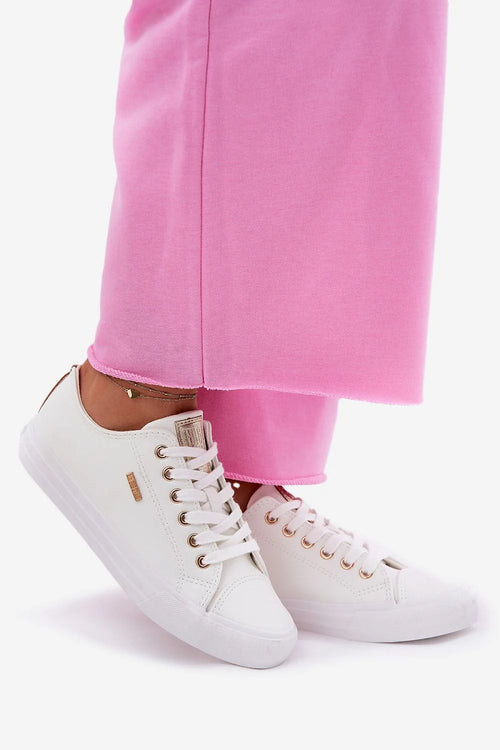 baskets femme minimalistes similicuir blanc doré sneakers basses casual chic confort semelle épaisse amorti adhérence
