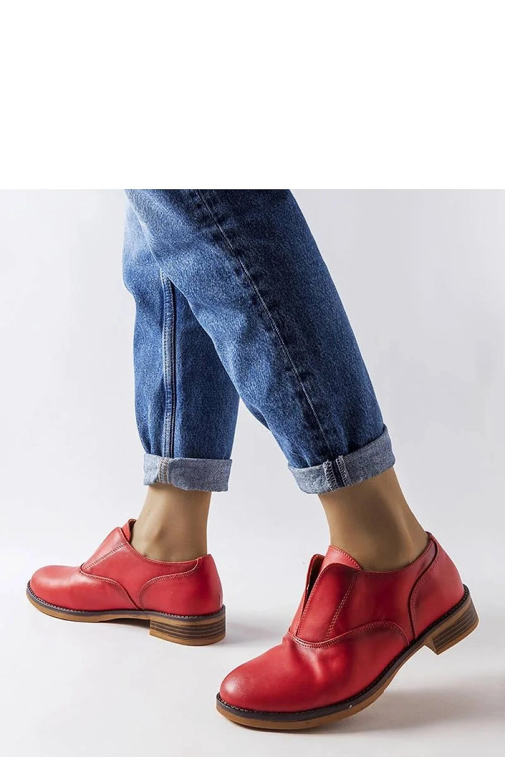 Mocassins basses pour femmes en cuir rouge Derby classique mode élégance style moderne occasion quotidienne talon bas
