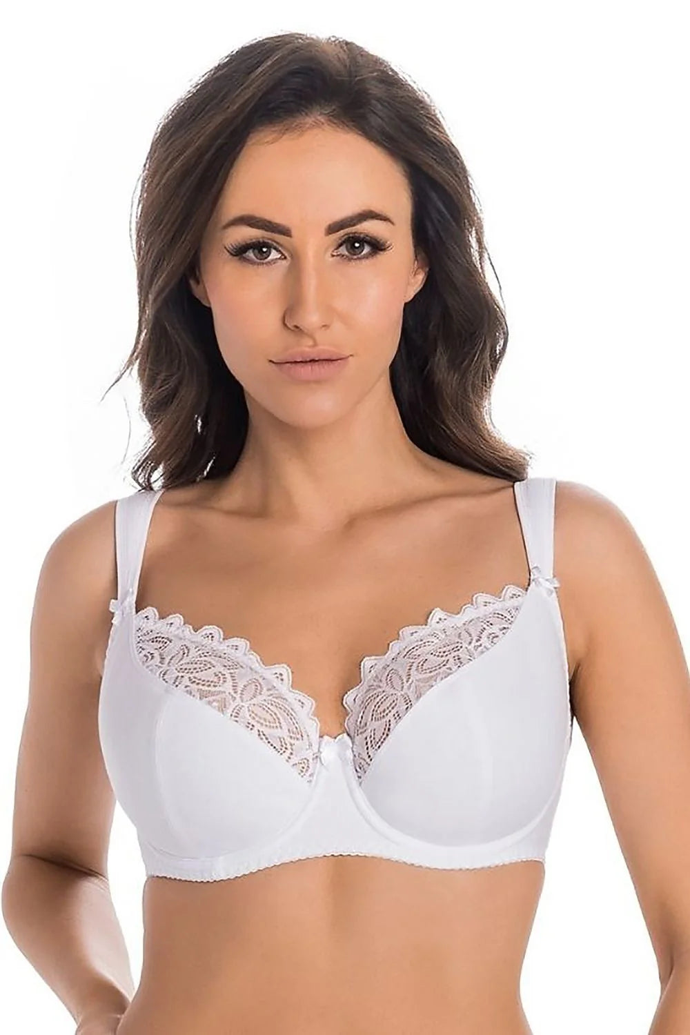 Soutien-gorge semi-doux Teyli en coton blanc dentelle florale microfibre douce ajustable femme