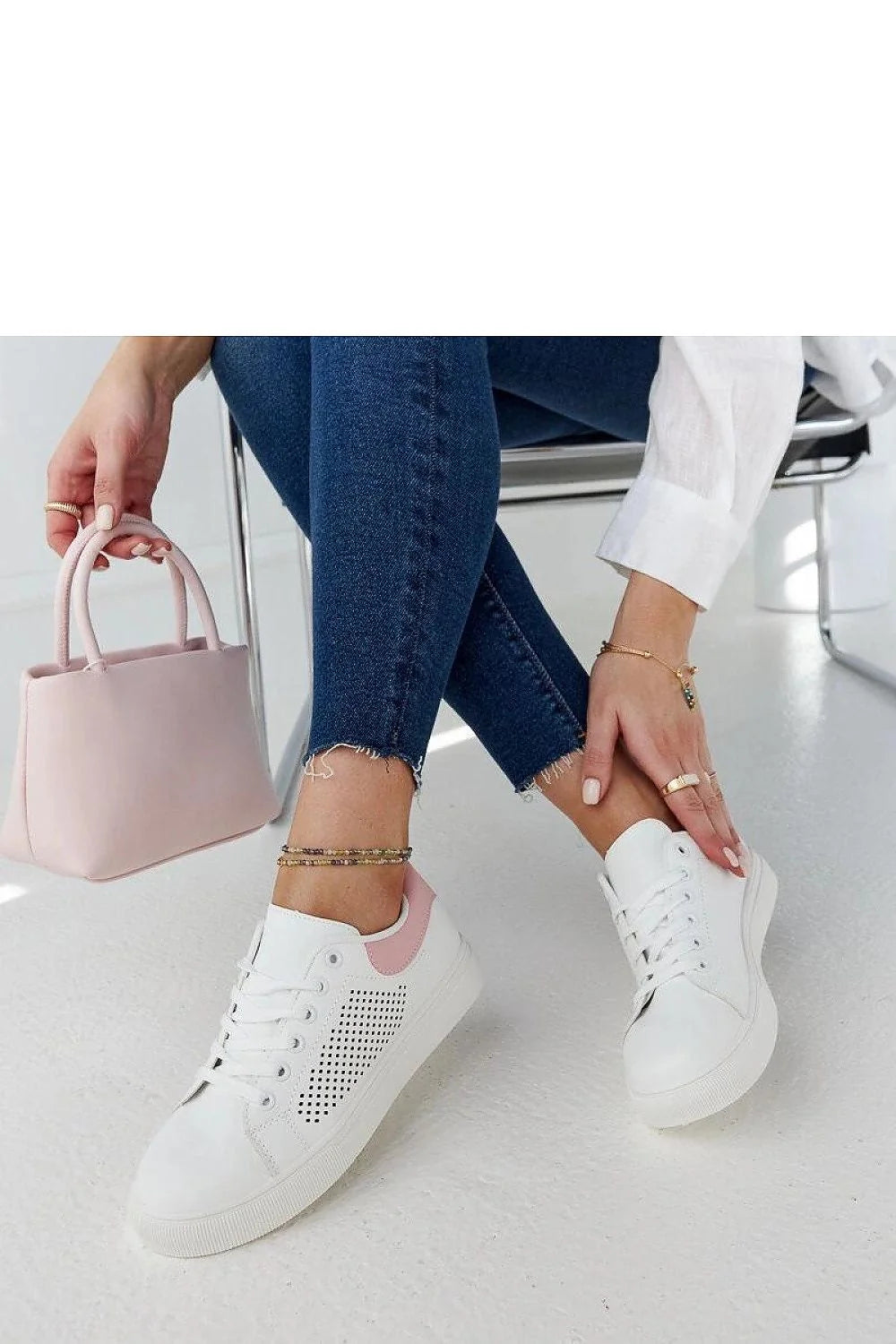Baskets Solea femme mode été confort cuir écologique blanc rose design moderne épuré style casual élégance