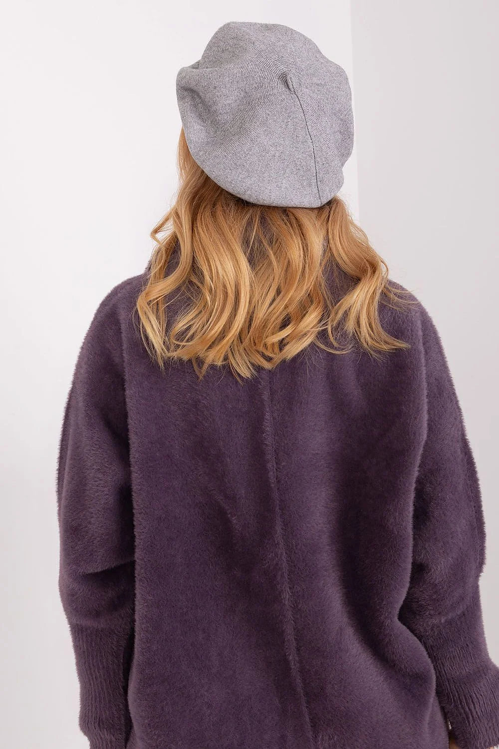 Manteau et béret femme en acrylique, coton et cachemire, style élégant, coupe ample, automne/hiver