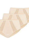 Ensemble de culottes pour femmes beige moderne style épuré insert maille transparente coupe classique maintien confortable