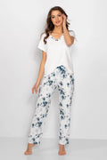 Ensemble pyjama pour femmes motifs floraux coton élasthanne confort élégance manches courtes pantalon droit